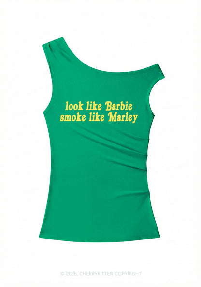 Smoke Like Marley Y2K Off Shoulder Tank Top Cherrykitten
