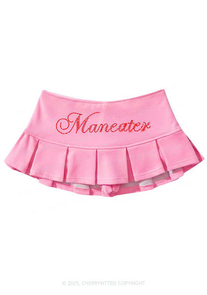 Rhinestone Maneater Y2K Mini Pleated Skirts Cherrykitten