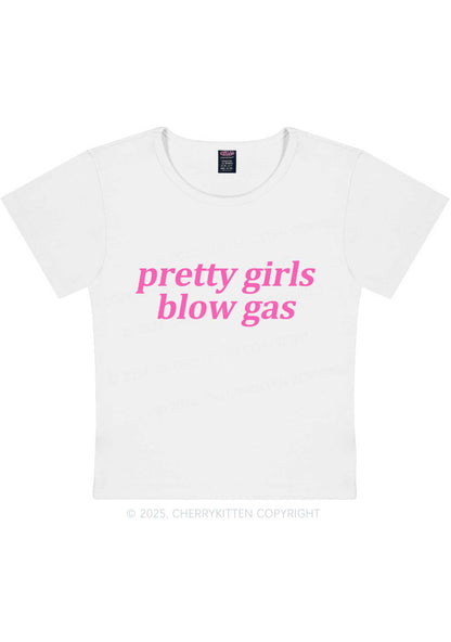Pretty Girls Blow Gas Y2K Baby Tee Cherrykitten