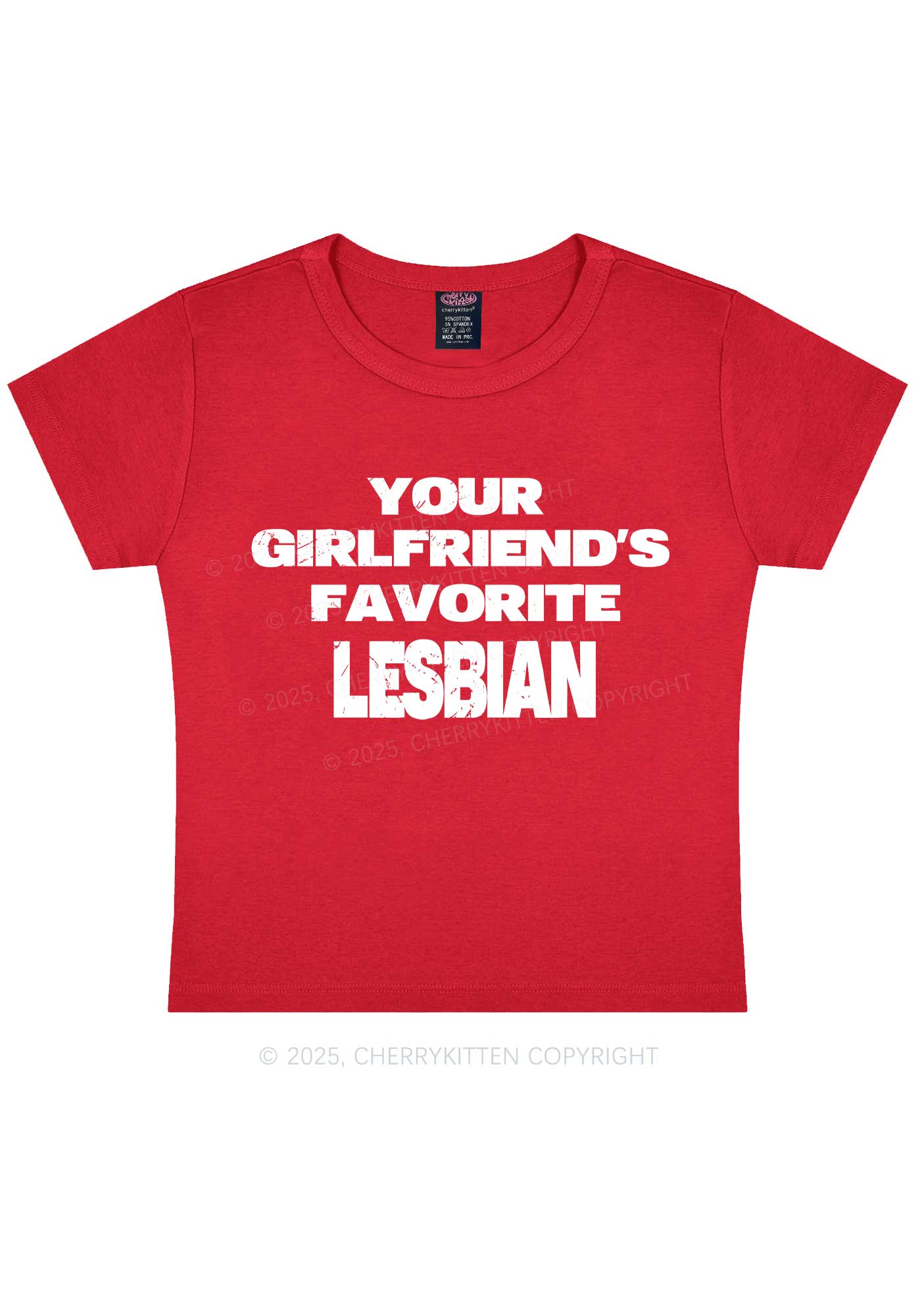 Your GF Favorite Lesbian Pride Y2K Baby Tee Cherrykitten