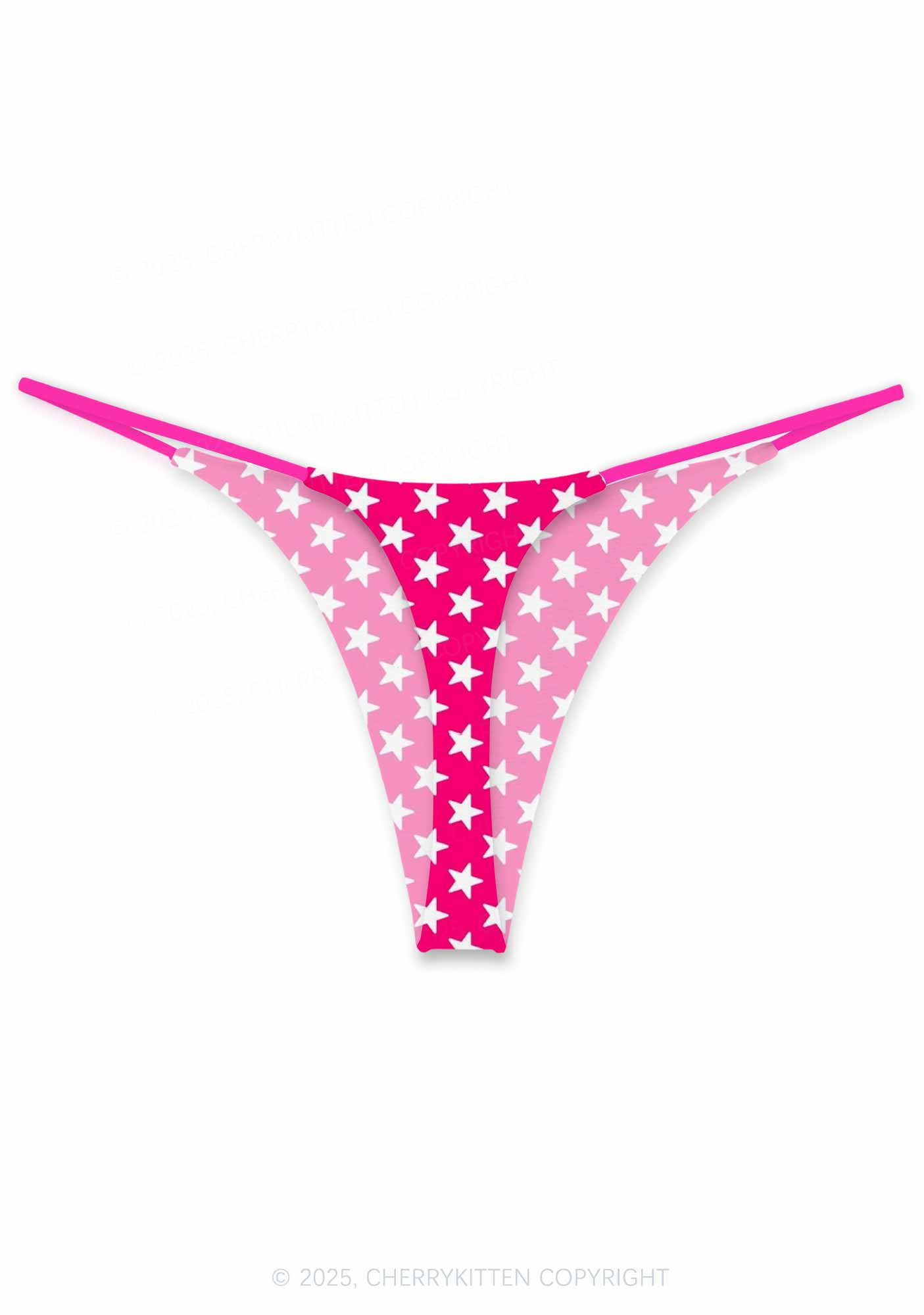 White Stars On Pink Valentine's Day Y2K Print Couples Boxer Thong Set Cherrykitten