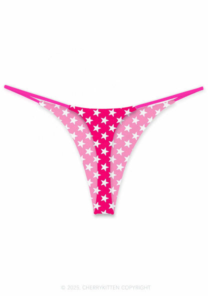 White Stars On Pink Valentine's Day Y2K Print Couples Boxer Thong Set Cherrykitten