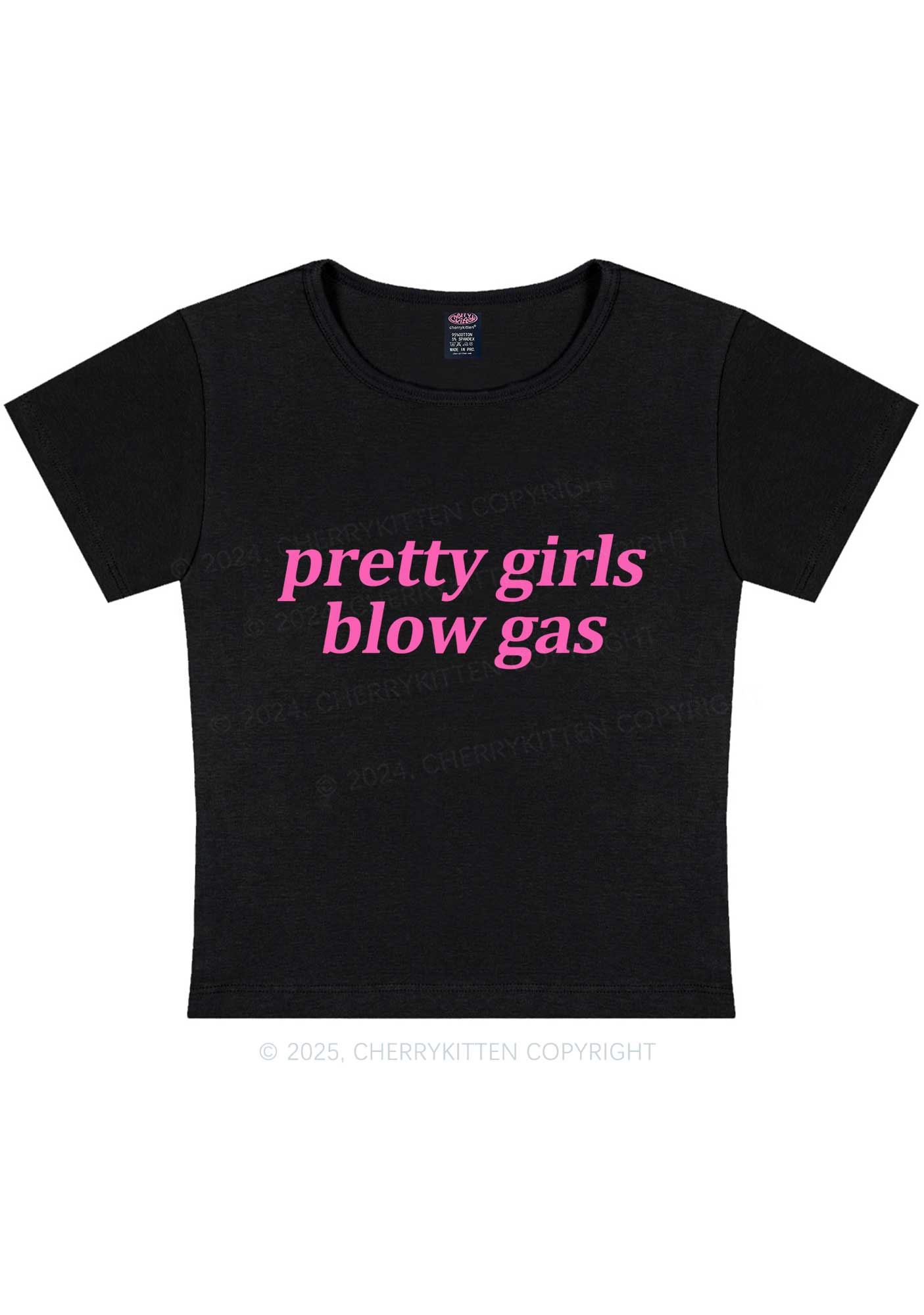 Pretty Girls Blow Gas Y2K Baby Tee Cherrykitten