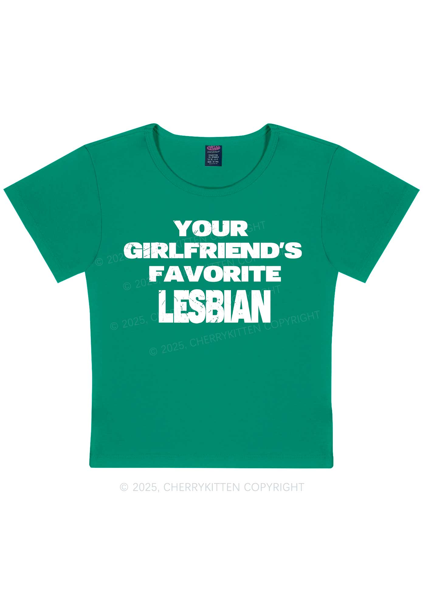Your GF Favorite Lesbian Pride Y2K Baby Tee Cherrykitten