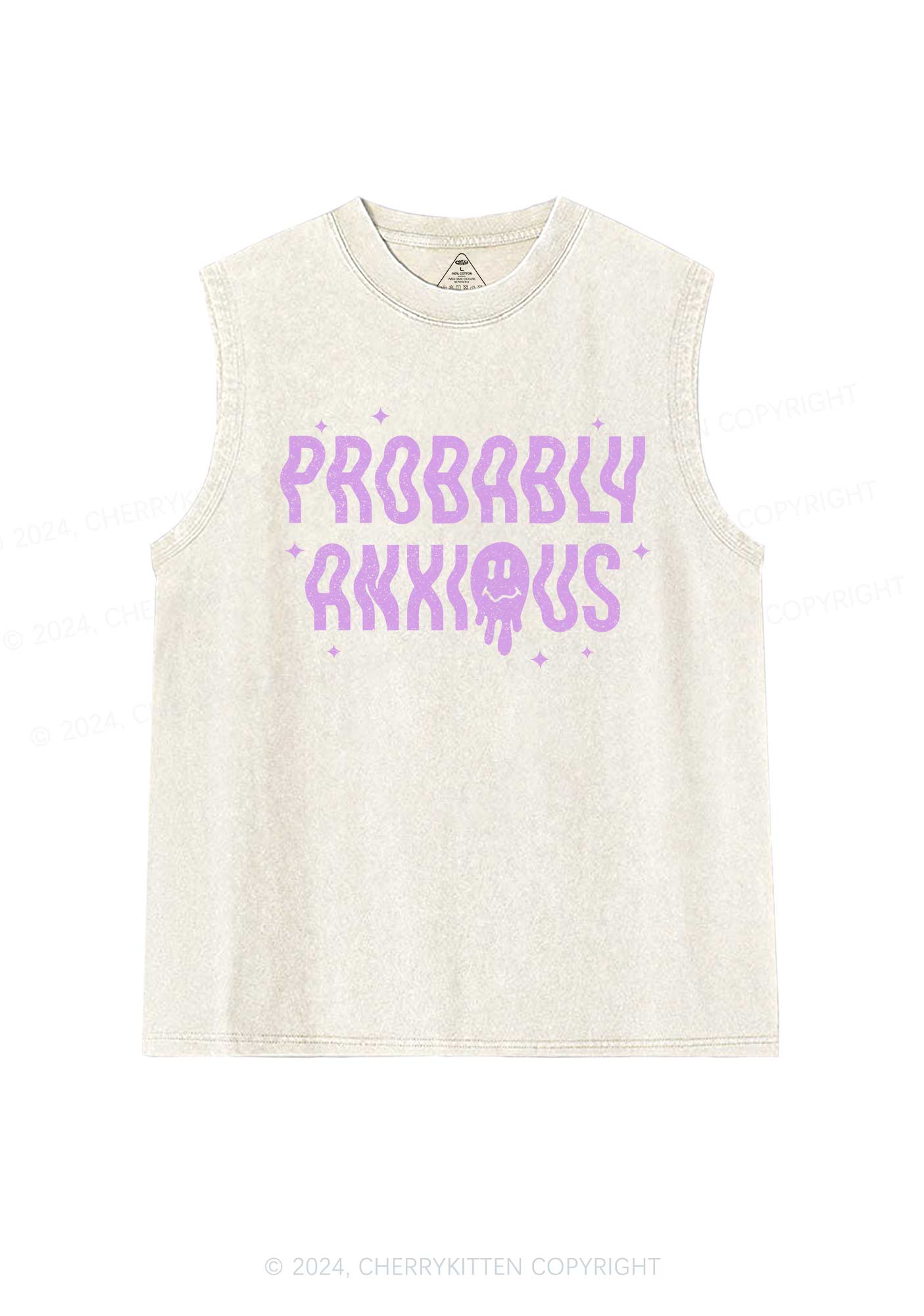 Probably Anxious Grimace Y2K Washed Tank Cherrykitten