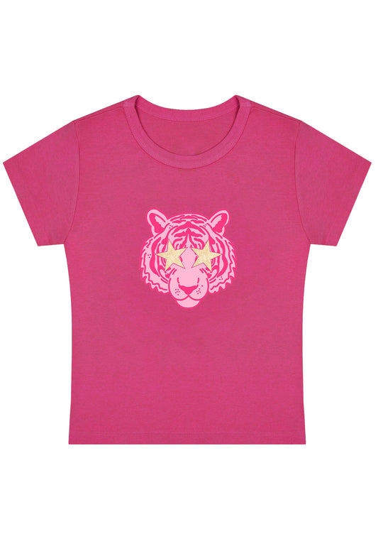 Pink Sparkle Tiger Y2K Baby Tee