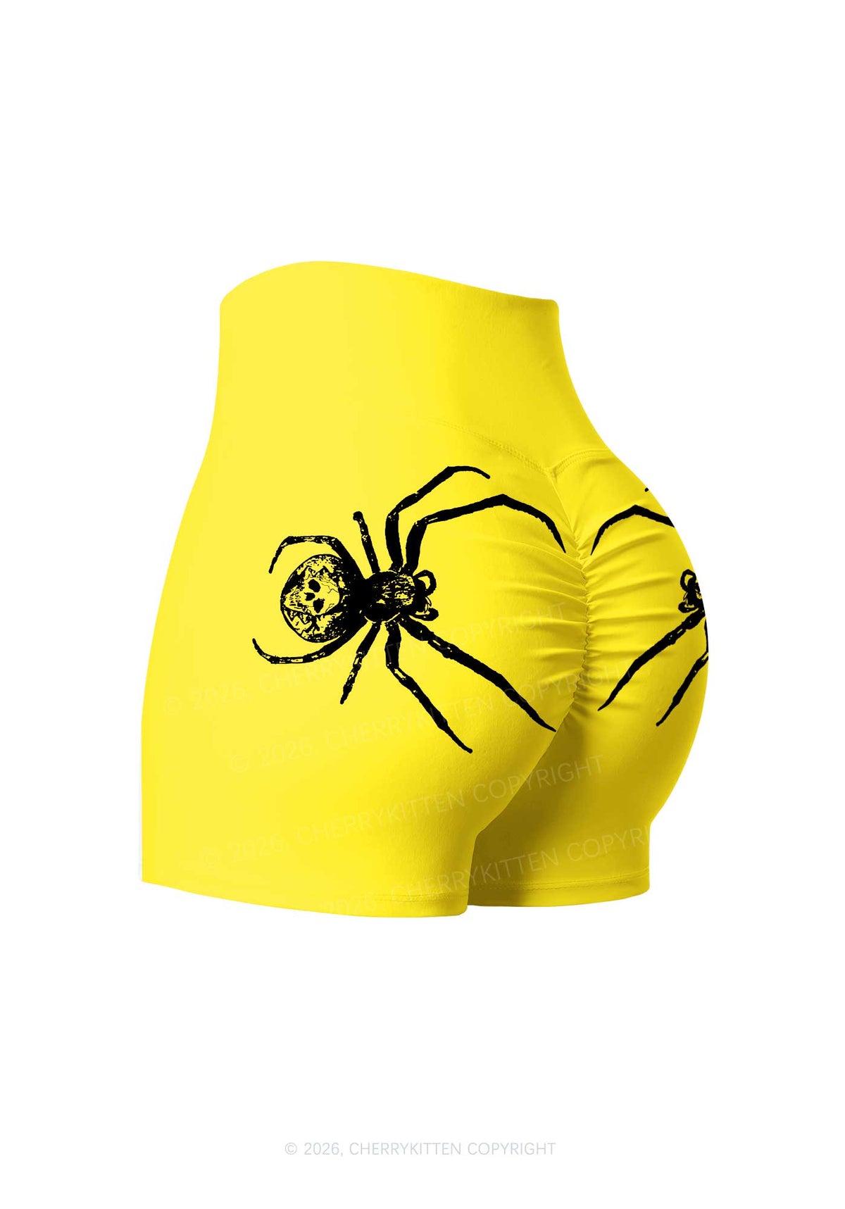 Skull Spider Y2K Print Gym Shorts Cherrykitten