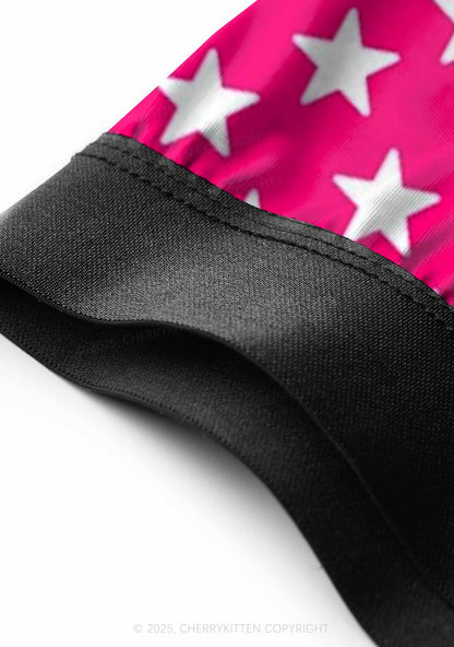 White Stars On Pink Valentine's Day Y2K Print Couples Boxer Thong Set Cherrykitten