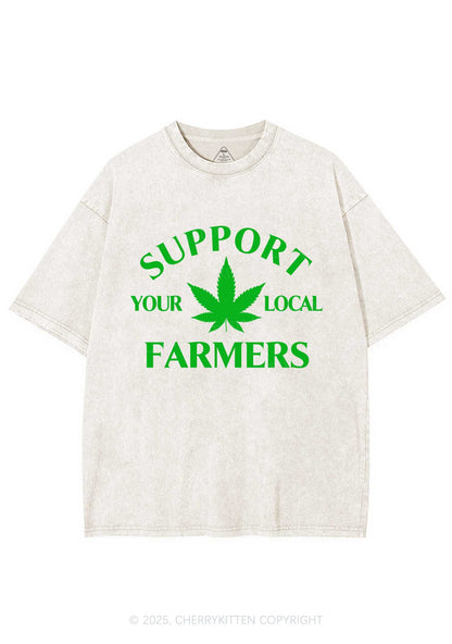 Support Your Local Farmers Y2K Shirts Washed Tee Cherrykitten