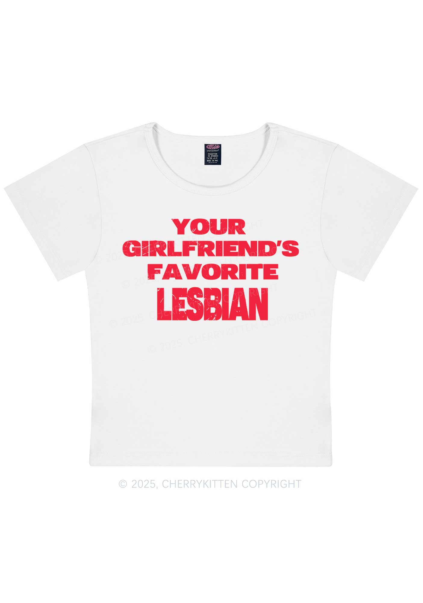 Your GF Favorite Lesbian Pride Y2K Baby Tee Cherrykitten