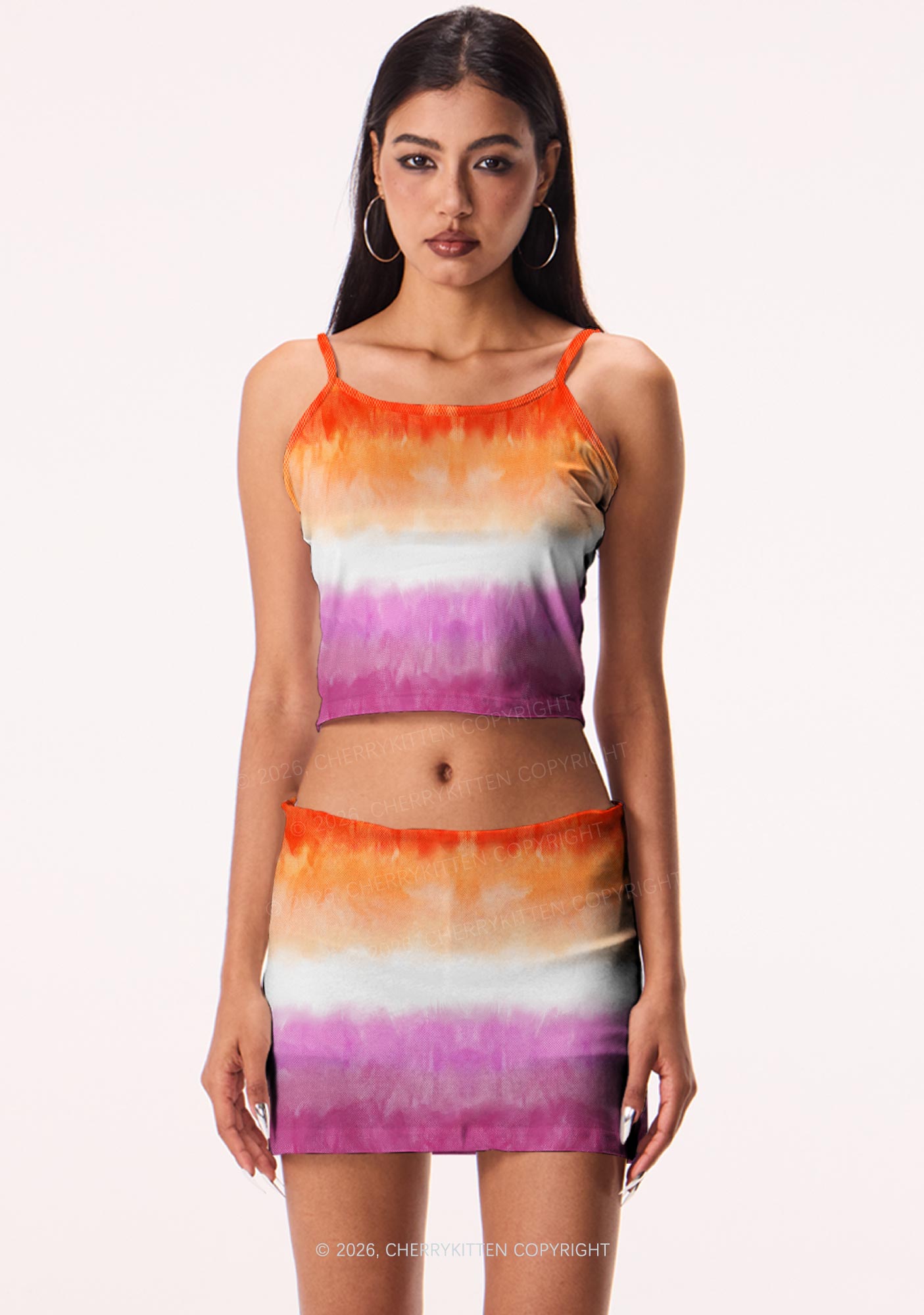 Lesbian Flag Pride Y2K Print Cami Crop Top Cherrykitten