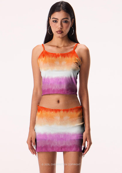 Lesbian Flag Pride Y2K Print Cami Crop Top Cherrykitten