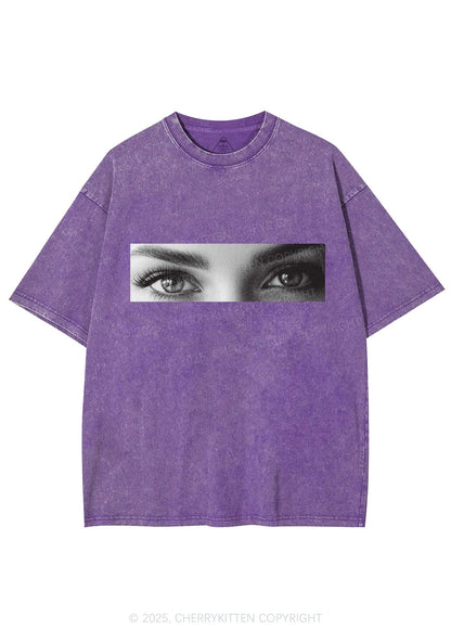 Custom Eyes Y2K Shirts Washed Tee Cherrykitten