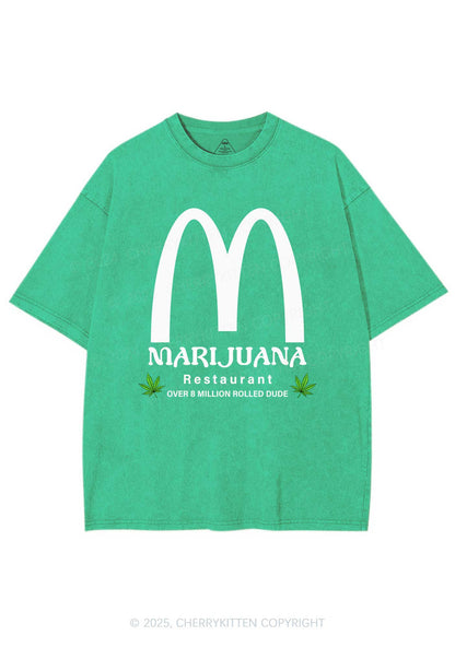 Green Restaurant Y2K Shirts Washed Tee Cherrykitten