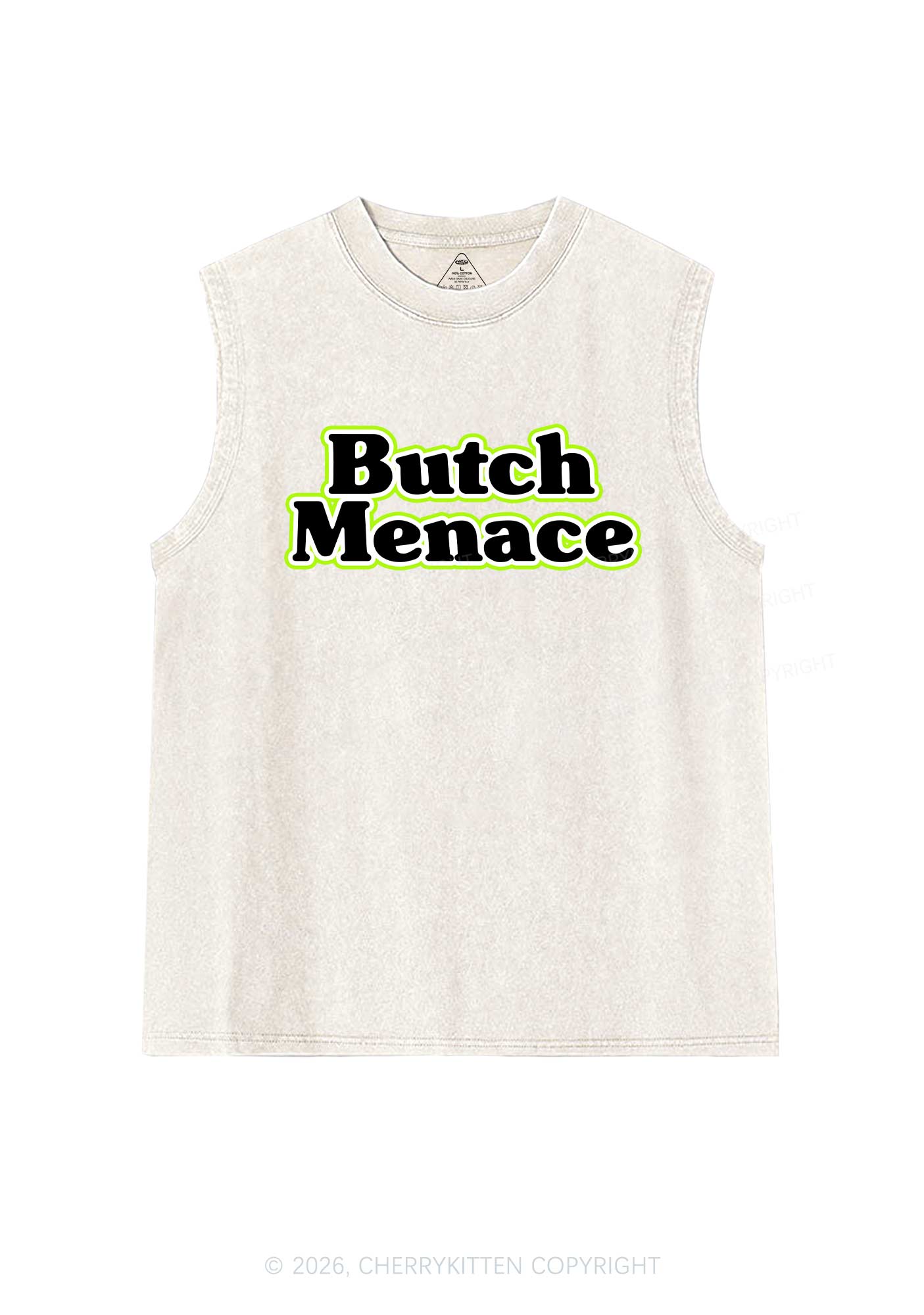 Butch Menace Pride Y2K Washed Muscle Tank Cherrykitten