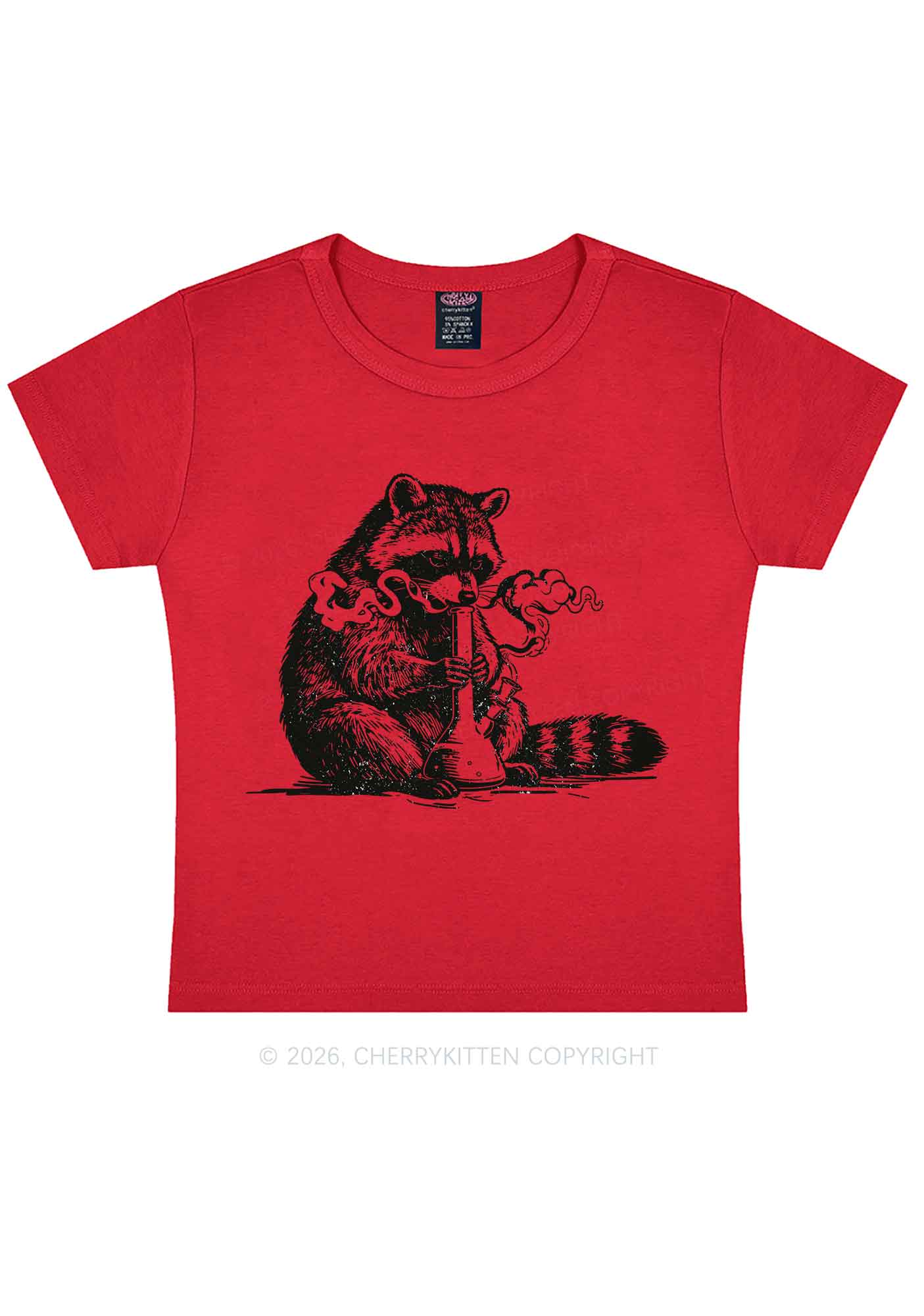 Stoned Raccoon Y2K Baby Tee Cherrykitten