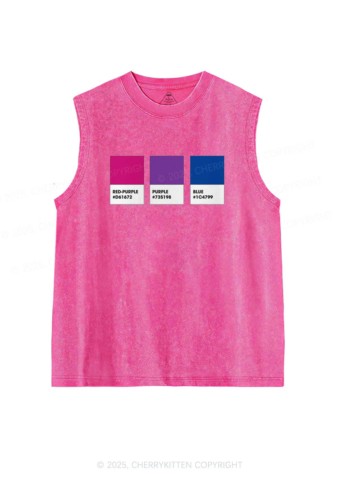 Bisexual Flag Colors Pride Y2K Washed Muscle Tank Cherrykitten