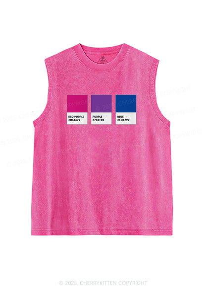Bisexual Flag Colors Pride Y2K Washed Muscle Tank Cherrykitten