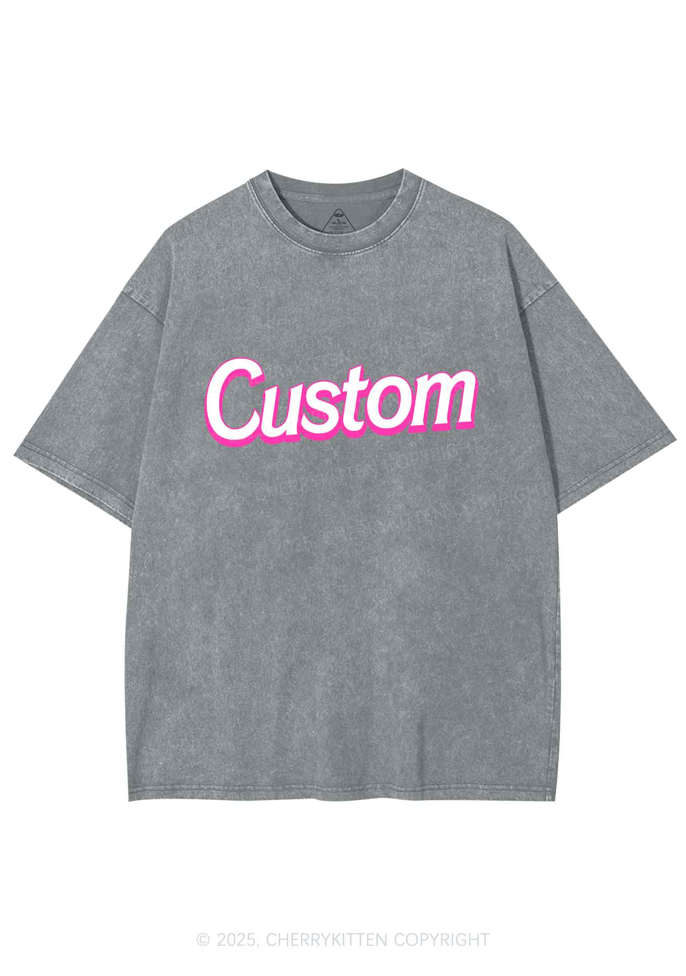 Custom Font Y2K Shirts Washed Tee Cherrykitten