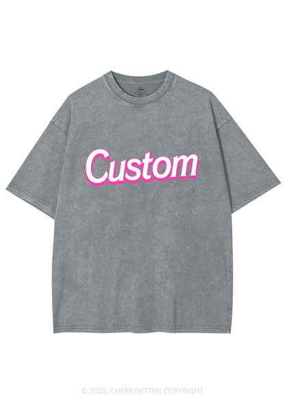 Custom Font Y2K Shirts Washed Tee Cherrykitten