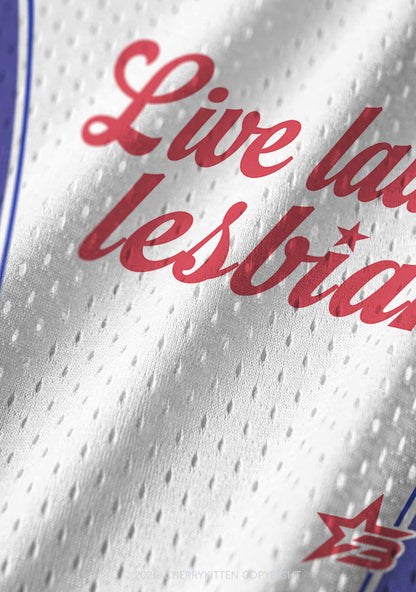 White Live Laugh Lesbian Pride Y2K Sport Jersey Tank Cherrykitten
