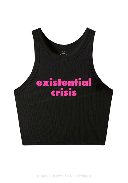 Pink Existential Crisis Y2K Crop Tank Top Cherrykitten