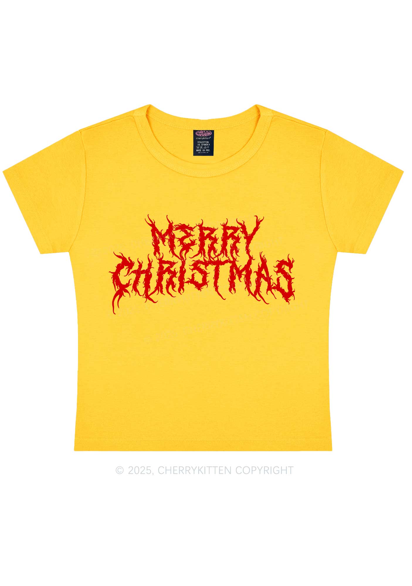 Merry Christmas Y2K Baby Tee Cherrykitten