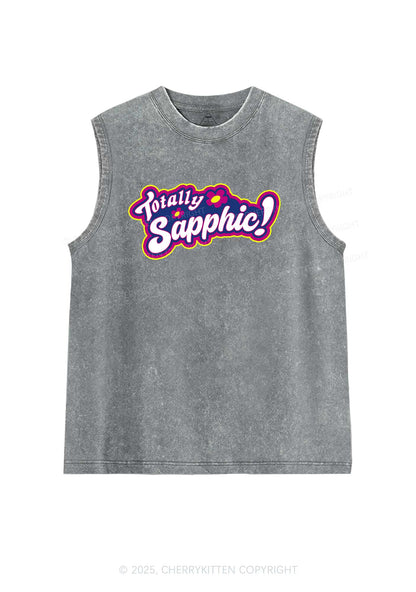 Totally Sapphic Pride Y2K Washed Muscle Tank Cherrykitten