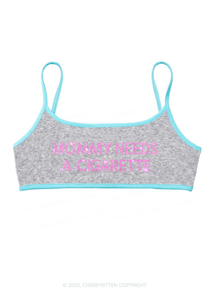 Rhinestone Mommy Needs Cigarette Y2K Super Crop Cami Cherrykitten