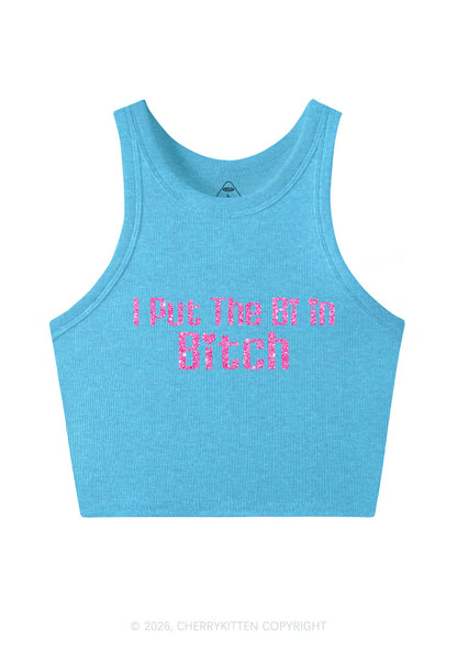 Glitter Put The Bi In Bxxch Pride Y2K Crop Tank Top Cherrykitten