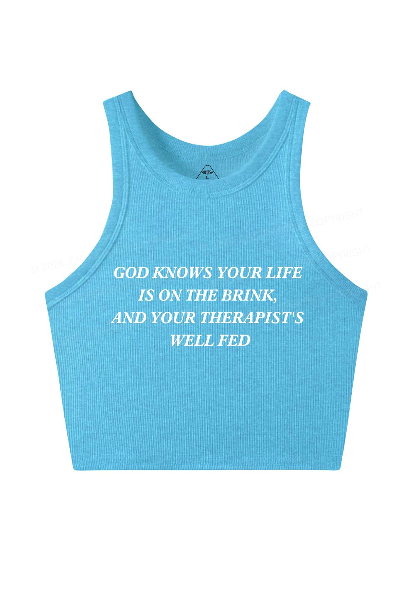 God Knows Your Life Is On The Brink Y2K Crop Tank Top Cherrykitten
