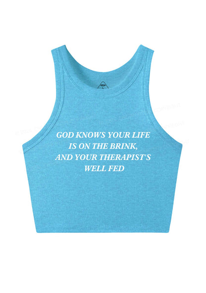 God Knows Your Life Is On The Brink Y2K Crop Tank Top Cherrykitten