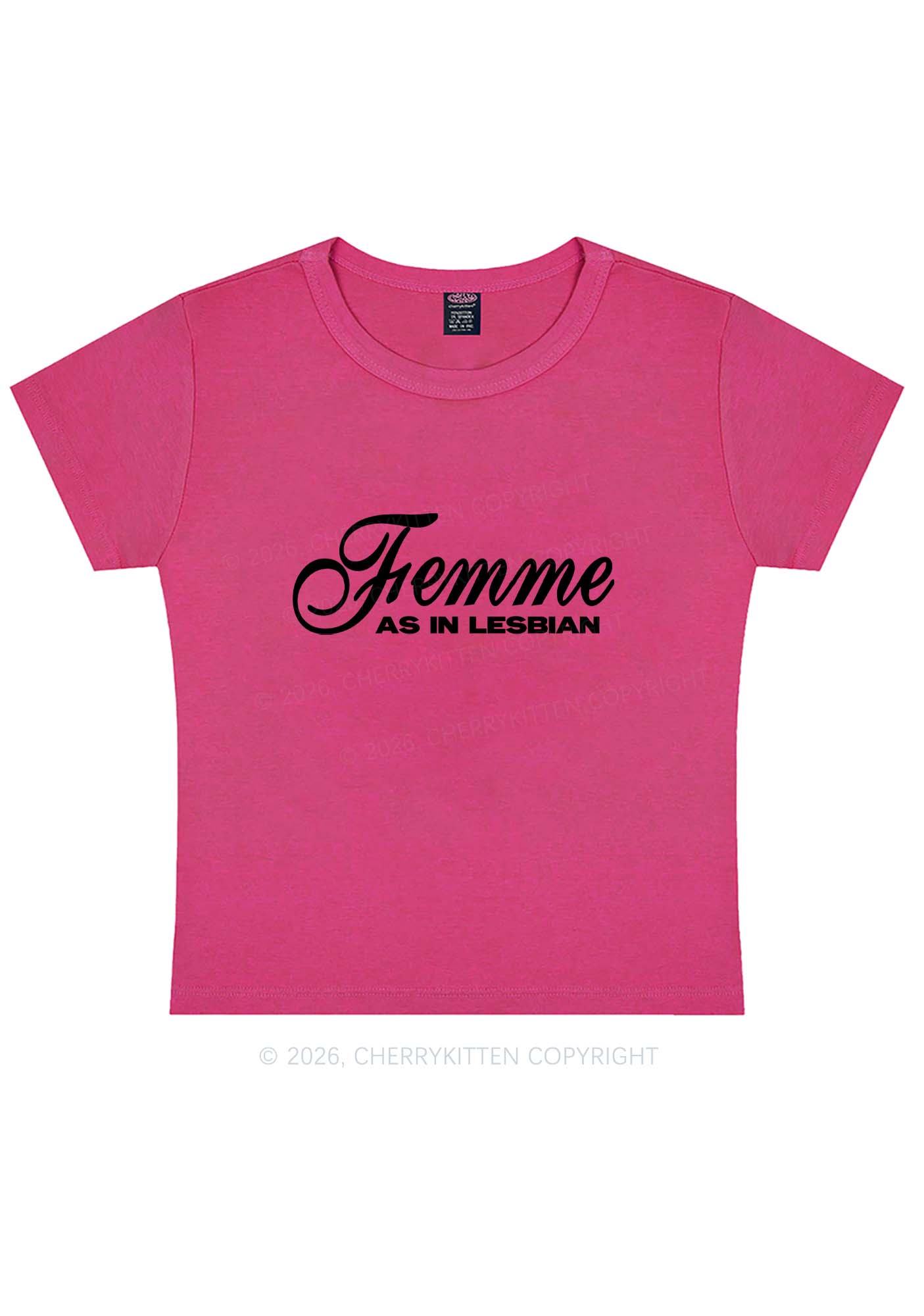 Femme As In Lesbian Pride Y2K Baby Tee Cherrykitten