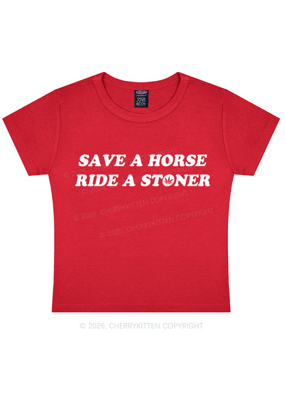 Save Horse Ride Stoner Y2K Baby Tee Cherrykitten
