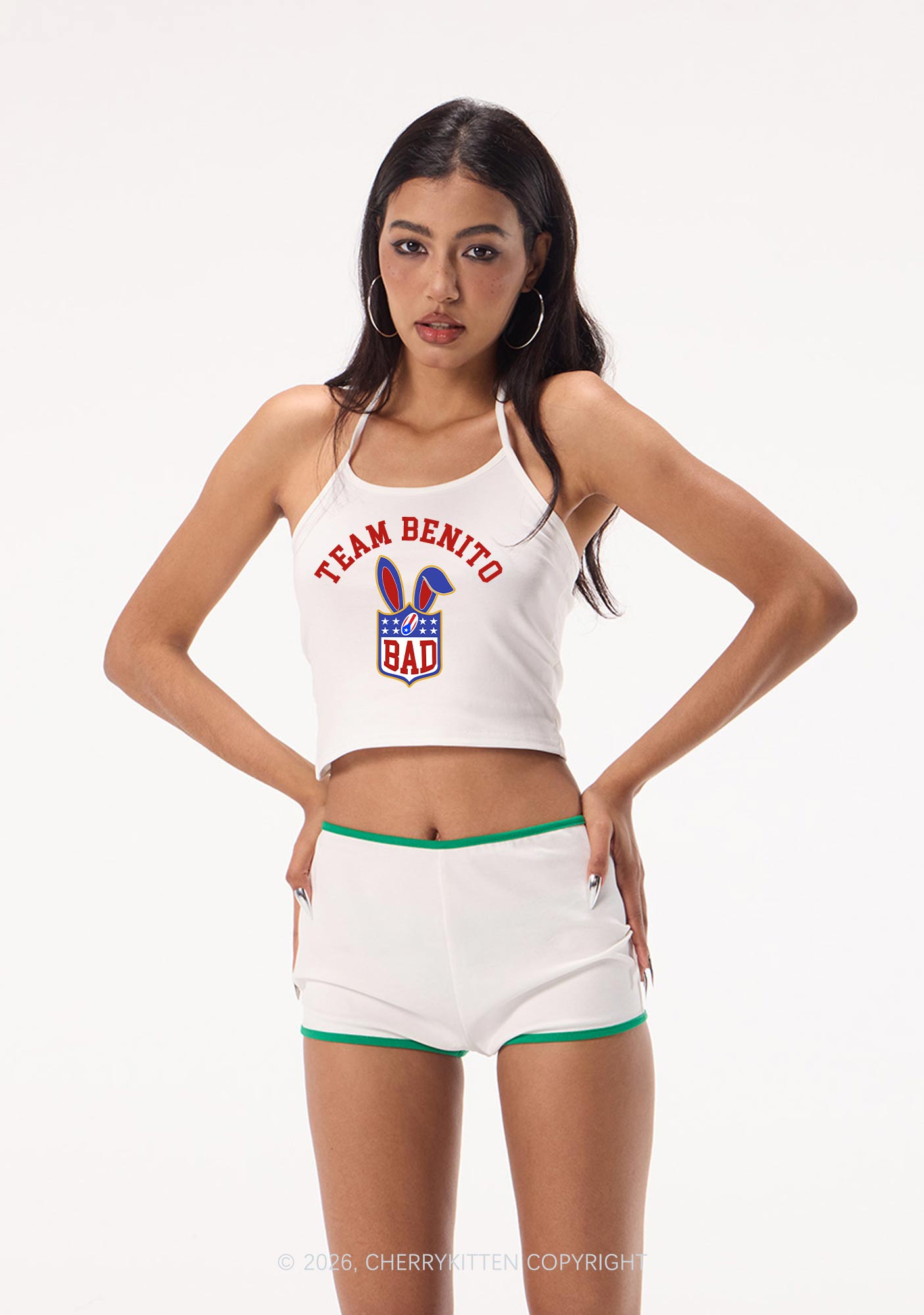 Pink Football Bunny Y2K Halter Neck Cami Cherrykitten