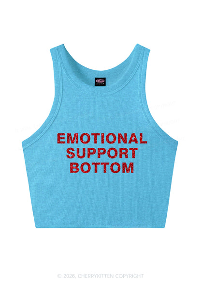 Glitter Emotional Support Bottom Pride Y2K Crop Tank Top Cherrykitten