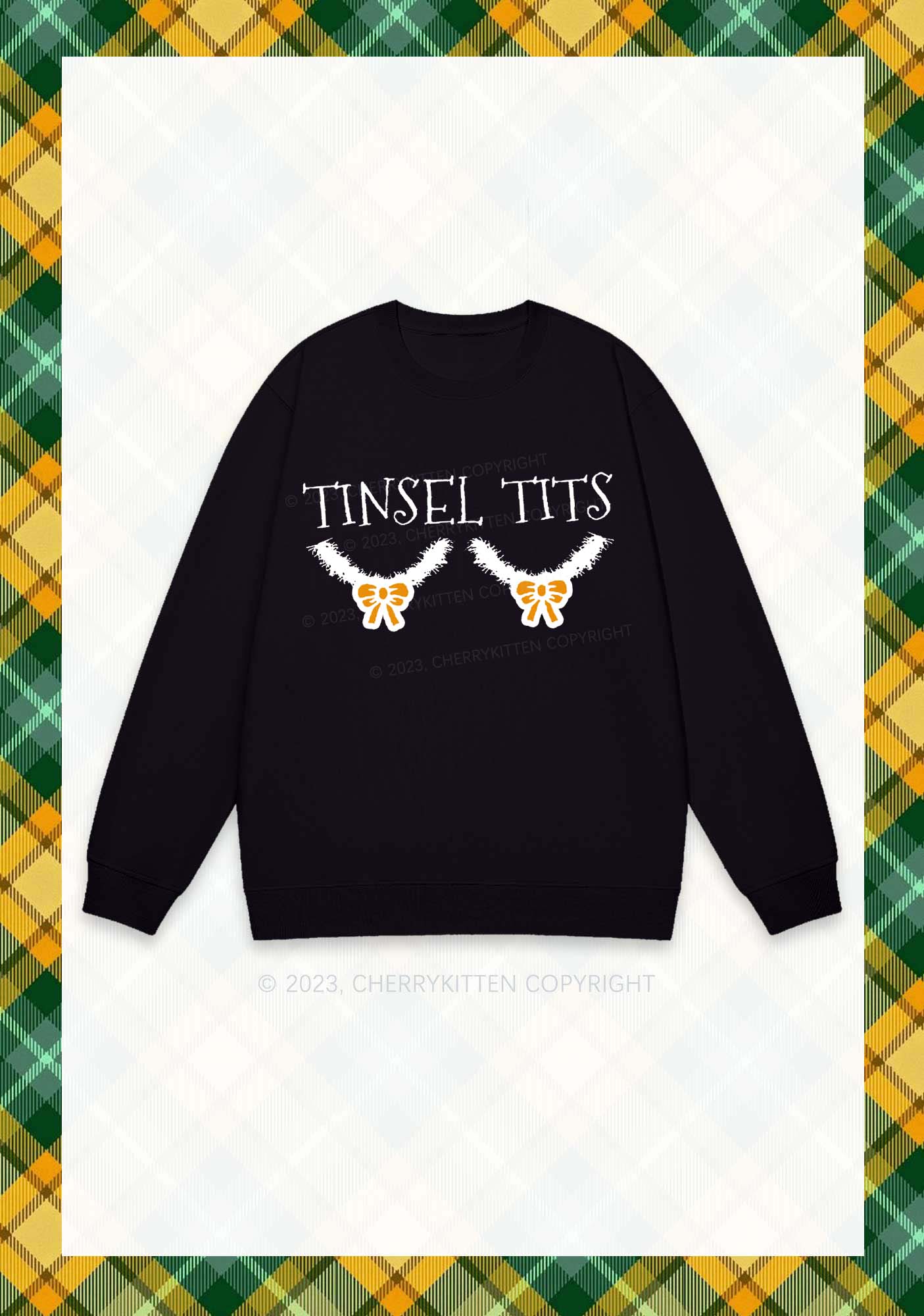 Tinsel Txts Christmas Y2K Sweatshirt Cherrykitten