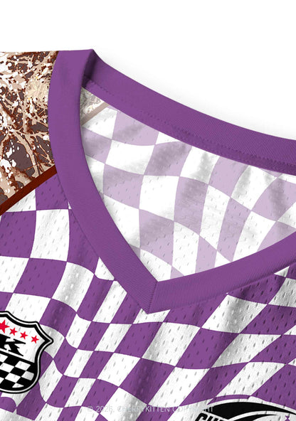 Purple Plaid Dyke Pride Y2K Sport Jersey Tank Cherrykitten