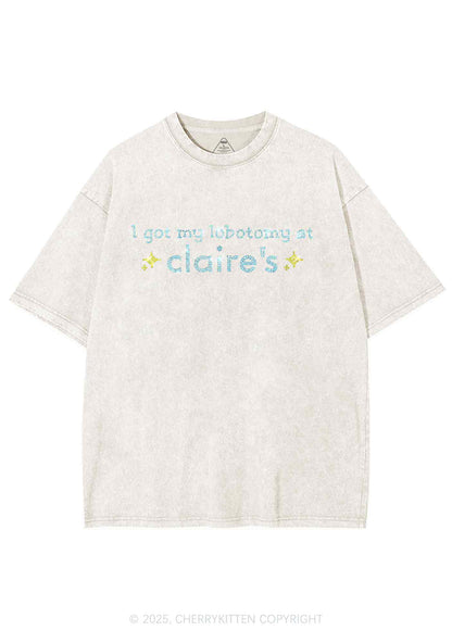 Rhinestone I Got My Lobotomy At Claires Y2K Shirts Washed Tee Cherrykitten