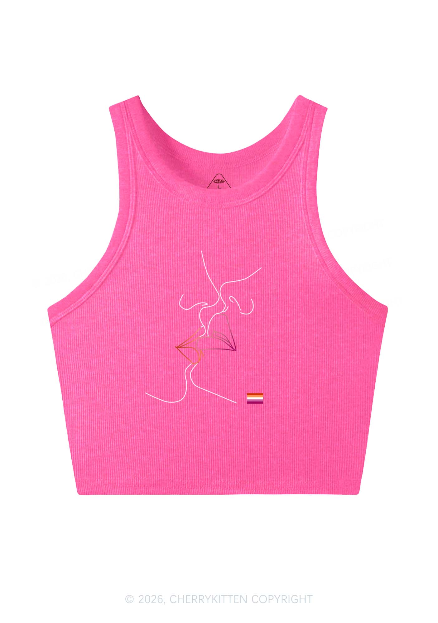 Lesbian Kiss Pride Y2K Crop Tank Top Cherrykitten