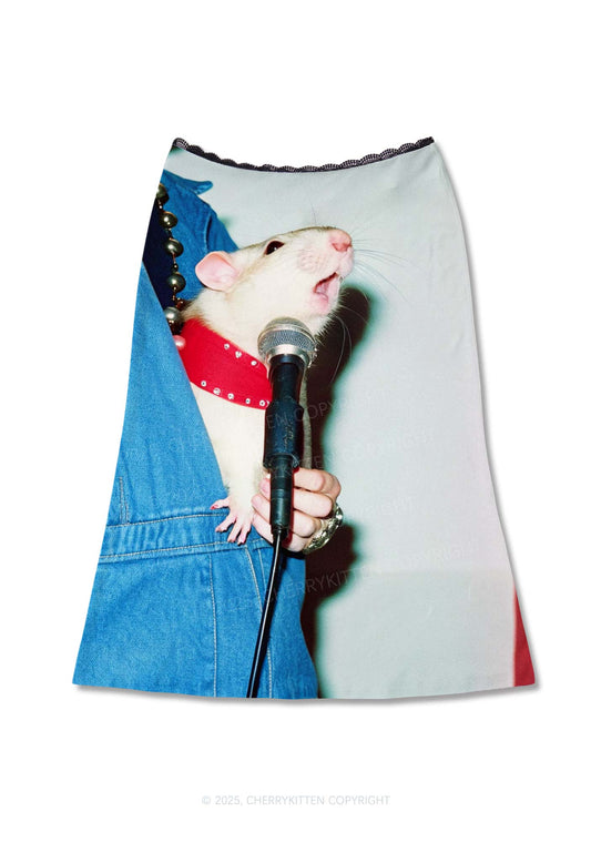 Singer Ratz Y2K Print Midi Skirt Cherrykitten
