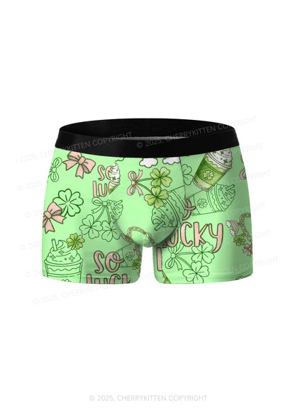 So Lucky Vibes St Patricks Y2K Print Men Boxer Briefs Cherrykitten