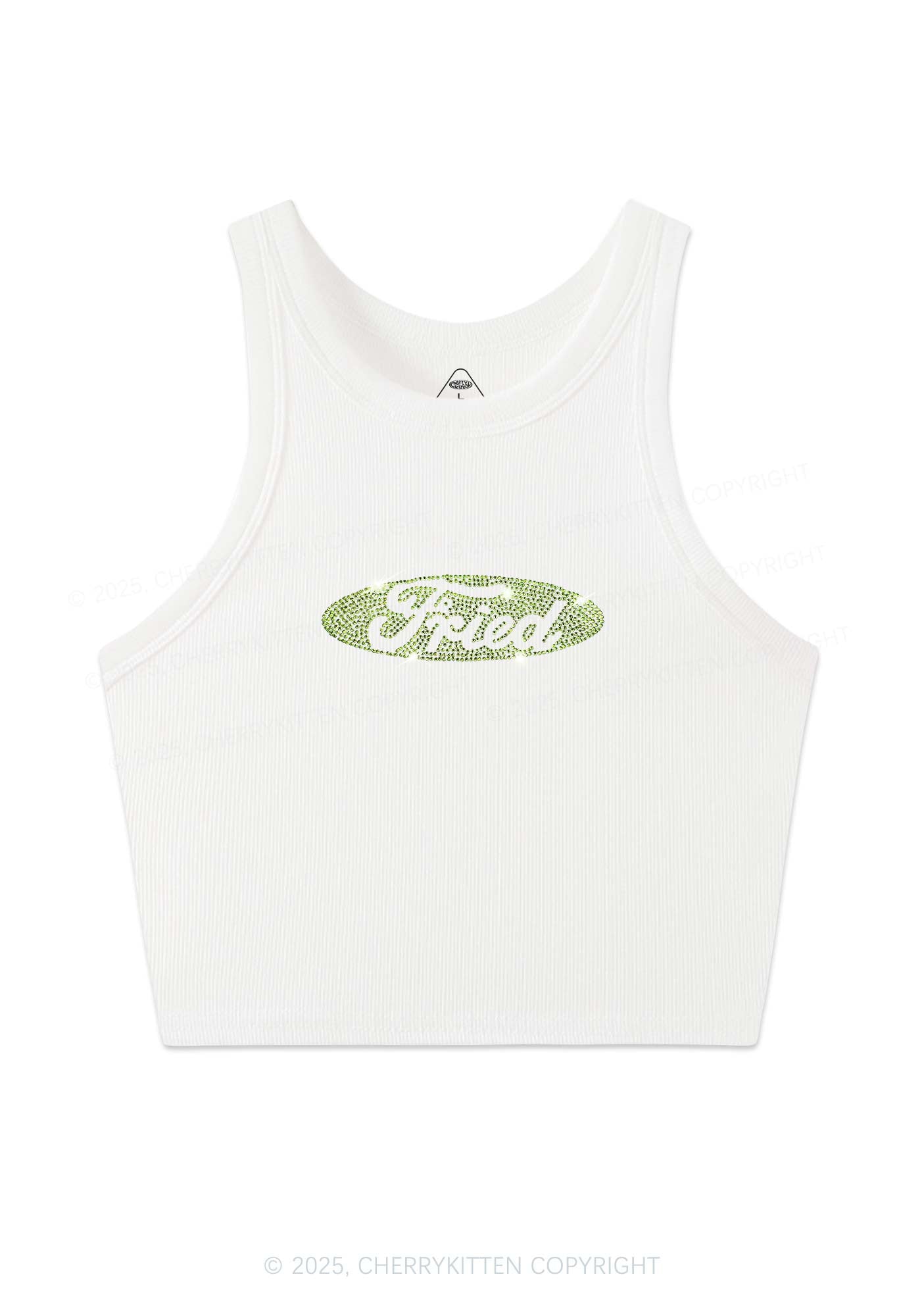 Rhinestone Fried Y2K Crop Tank Top Cherrykitten