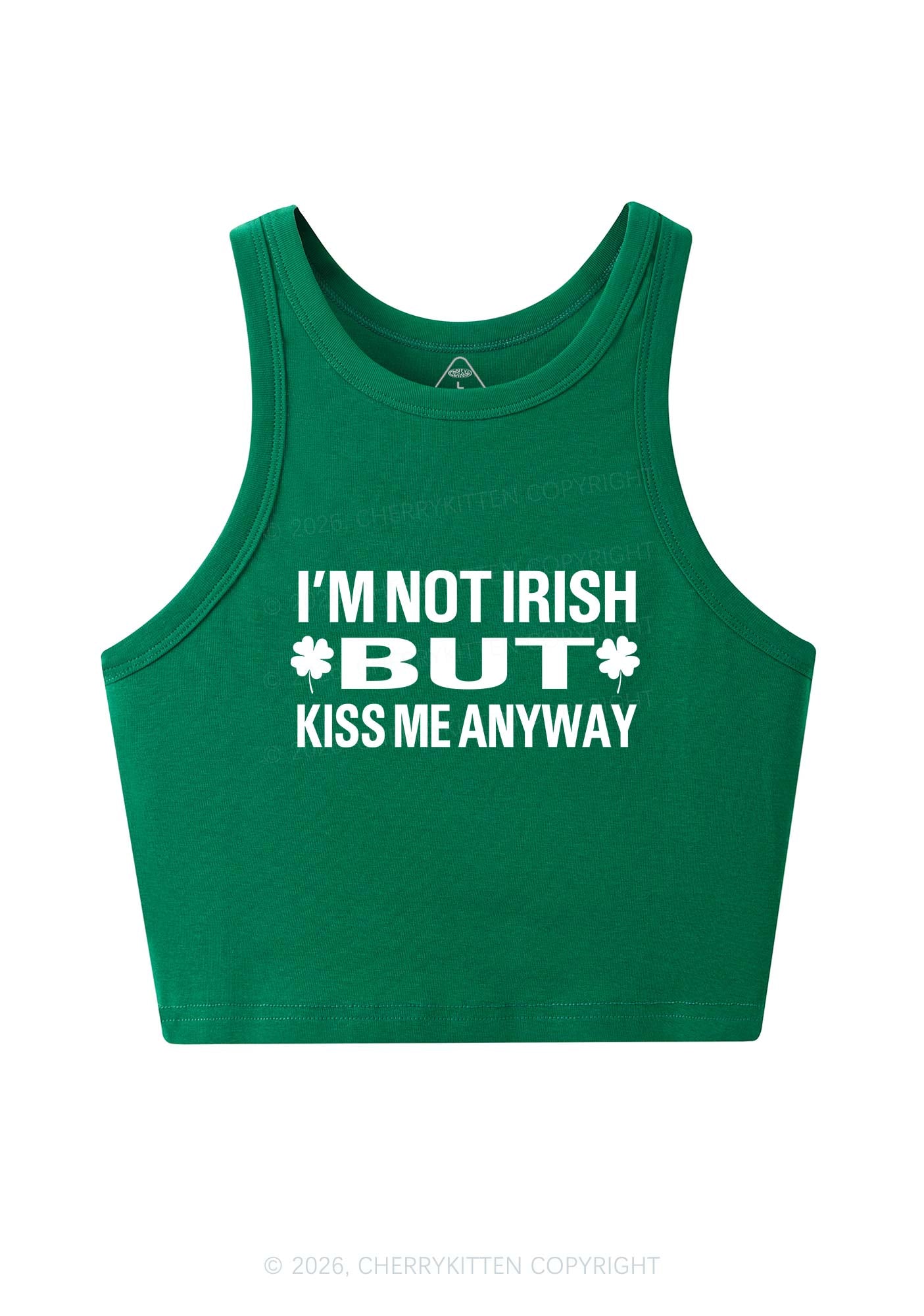 Im Not Irish But Kiss Me St Patricks Y2K Crop Tank Top Cherrykitten