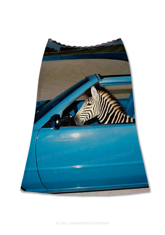 Zebra Driver Y2K Print Midi Skirt Cherrykitten