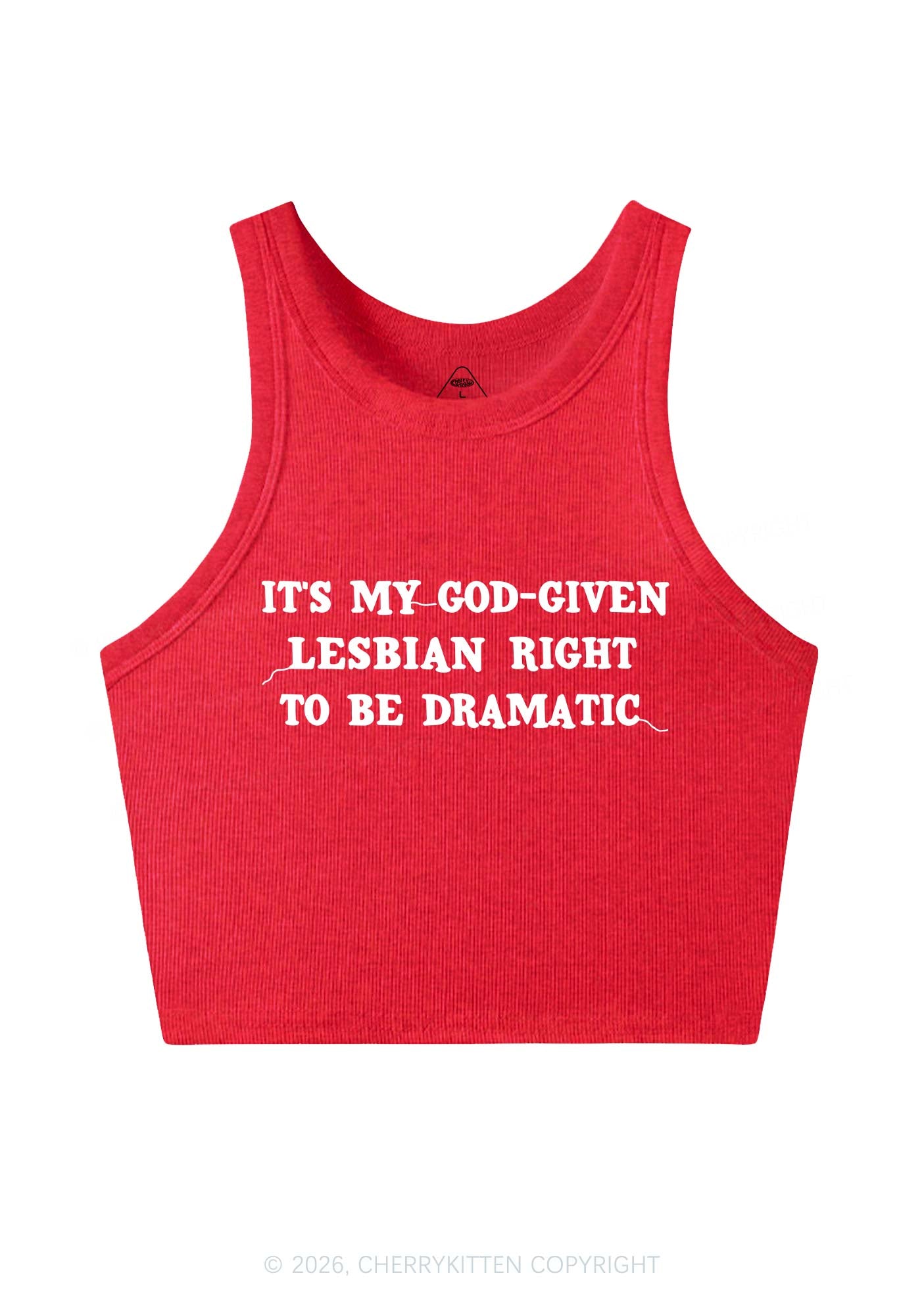 God Given Lesbian Right Pride Y2K Crop Tank Top Cherrykitten