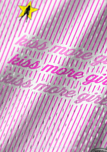 Kiss More Girls Pink Stripes Pride Y2K Sport Jersey Tank Cherrykitten