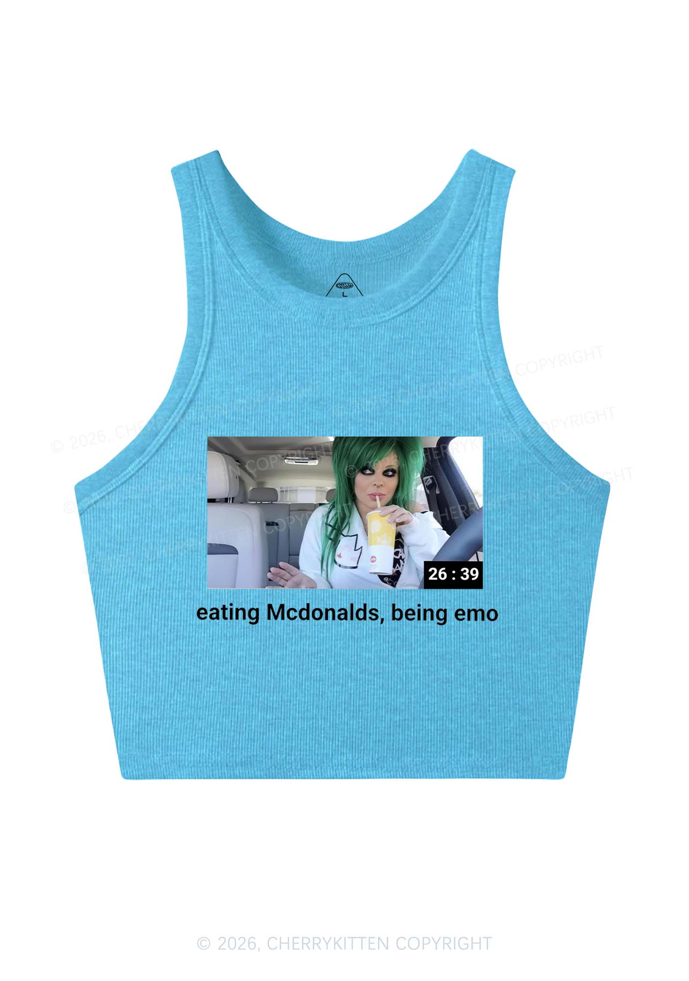 Eating Being Emo Y2K Crop Tank Top Cherrykitten