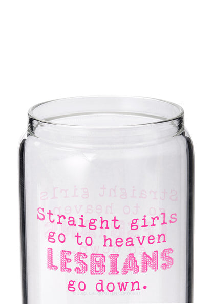 Lesbians Go Down Pride Y2K Printed Glass Cup Cherrykitten