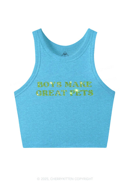 Rhinestone Boys Make Gr8 Pets Y2K Crop Tank Top Cherrykitten